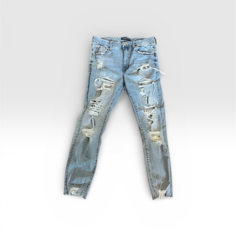 Aeropostale Light Blue Distressed Curvy High Rise Jeggings size 14